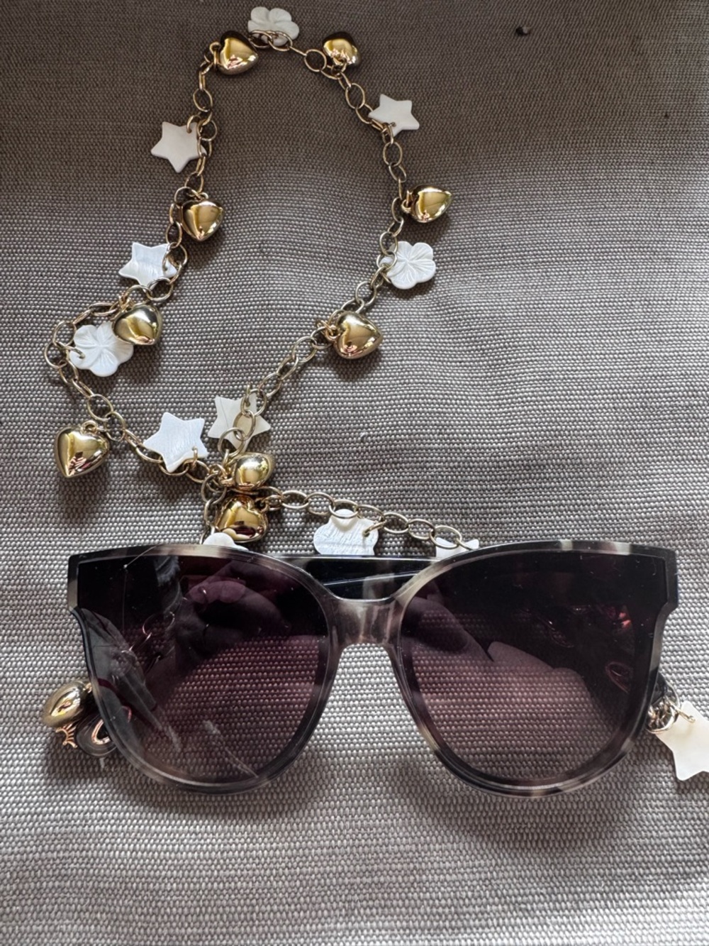 Lele Sadoughi Tortoise Cat-Eye Sunglasses with FREE Gold Charm Chain